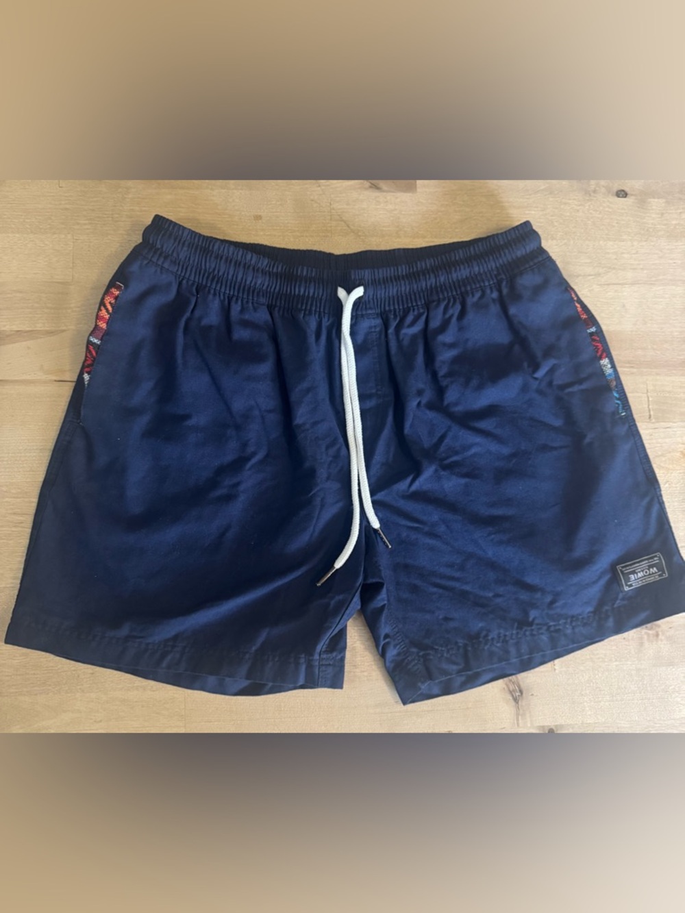 WOWIE Navy Blue canvas Shorts tribal southwest pattern detail